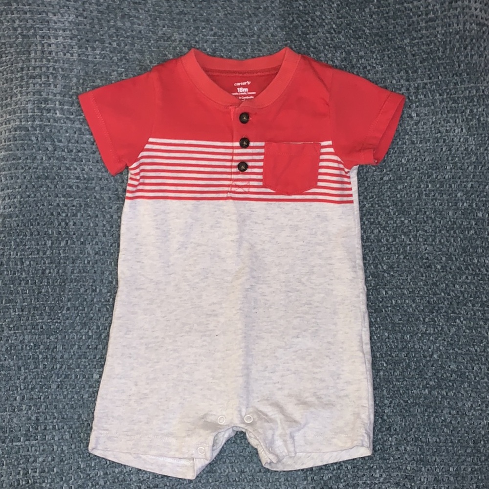 EUC!  Carter’s Red and Gray Romper